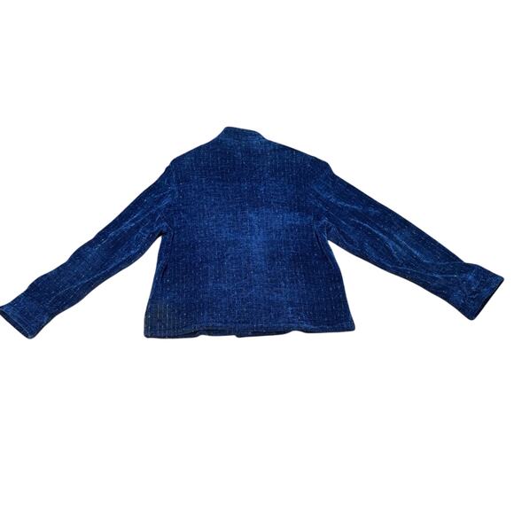 Vintage Lynn Yarrington Small Silk Blazer Handwoven Blue Jacket, Luxury USA-Made - Picture 3 of 5